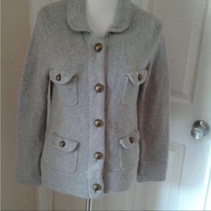 Boden wool sweater-gray with large brass buttons